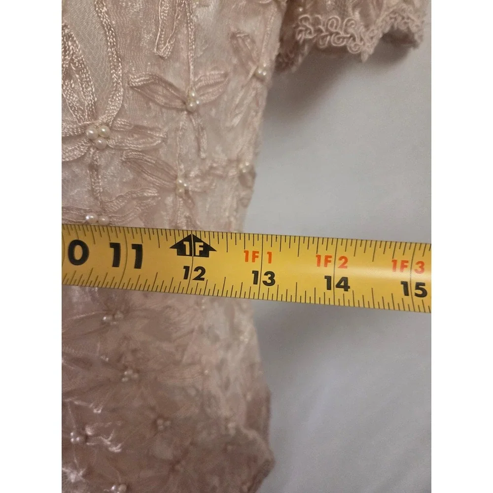 VTG SCALA Beaded Lace 2Pc Evening‎ Gown Set Champagne Mother Bride Formal 90s